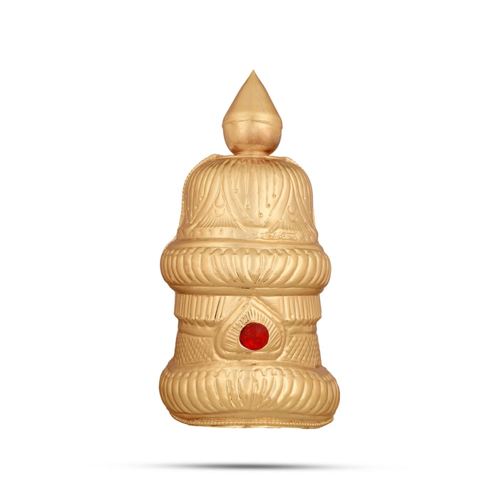 Half Kireedam - 6 x 4 Inches | Gold Polish Kiridam/ Mukut for Deity Decor/ 190 Gms Approx - Head & Face Accessories