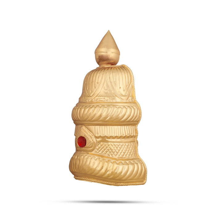 Half Kireedam - 6 x 4 Inches | Gold Polish Kiridam/ Mukut for Deity Decor/ 190 Gms Approx - Head & Face Accessories