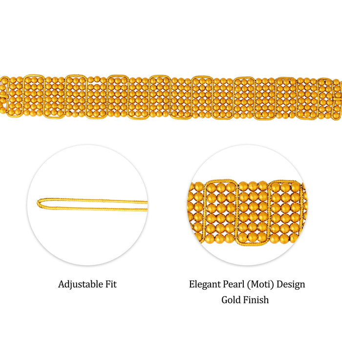 Hip Belt - 11 Inches | 6 Line Hip Jewellery/ Golden Beads Waist Belt/ Artificial Jewelry For Deity Decoration