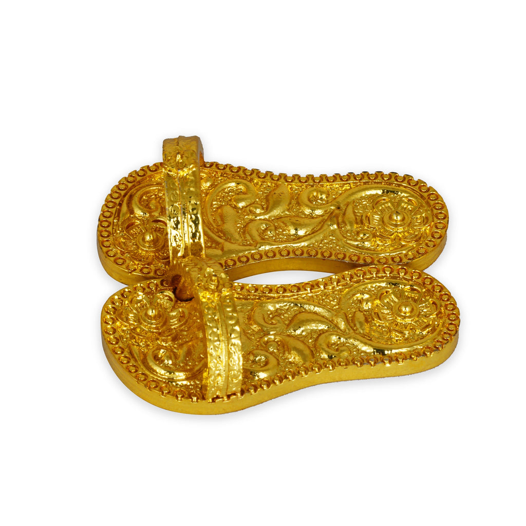 Paduka Set - 1 Inches | Charan Paduka/ Gold Polish Padhuka Set for Pooja