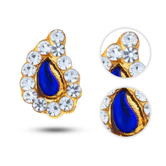 Stone Pottu - 0.75 x 0.5 Inches | Amman Pottu/ Stone Bindi for Deity/ Assorted Colour - Head & Face Accessories