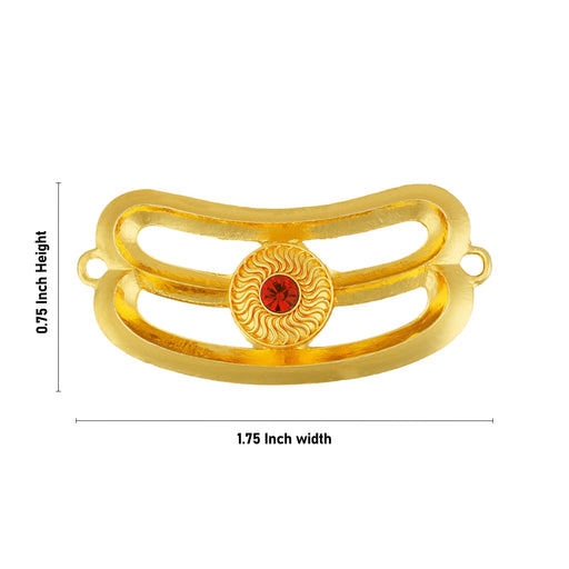 Vibuthi Pattai - 0.75 x 1.75 Inches | Gold Polish & Single Red Colour Stone Tripundra Tilak for Deity - Head & Face Accessories