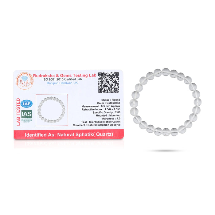 Spatik Bracelet - 3 Inches | Crystal Sphatik Bracelet/ Sphatik Stone Hand Band for Cooling Effect - Sphatik Mala, Pendant, Bracelet