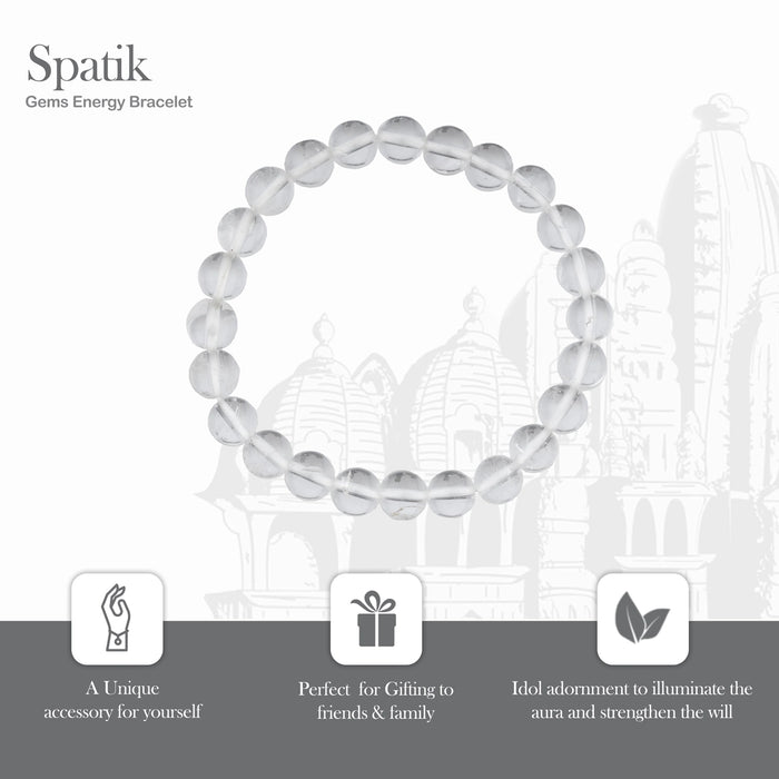 Spatik Bracelet - 3 Inches | Crystal Sphatik Bracelet/ Sphatik Stone Hand Band for Cooling Effect - Sphatik Mala, Pendant, Bracelet