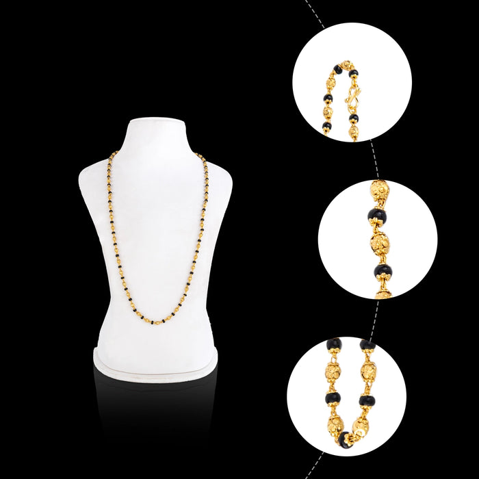 Black Beads Mala - 15 Inches | Artificial Jewelry / Beads Mala / Gold Polish Jewellery for Women - Ethnic Wear Accessories