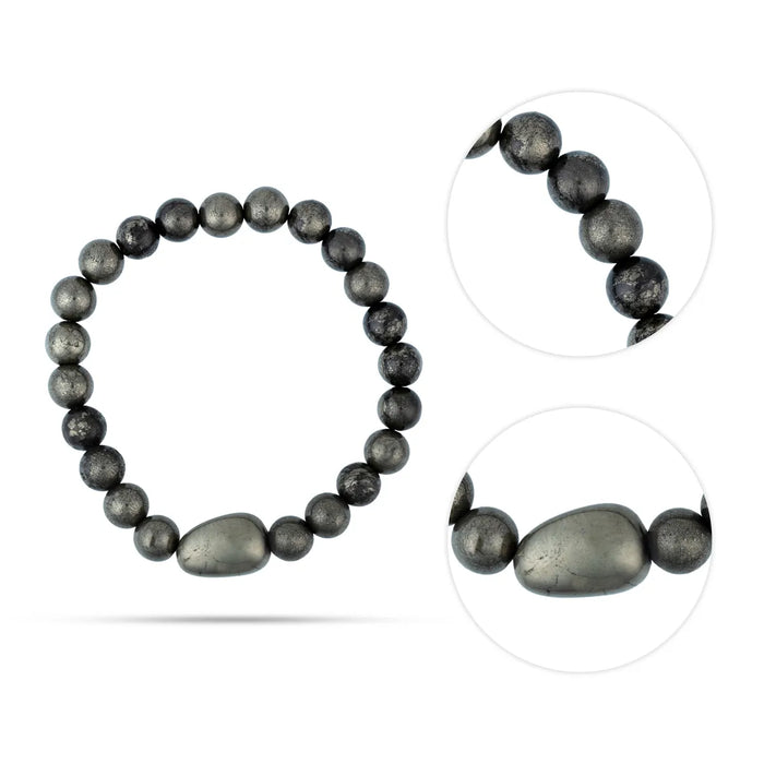 Pyrite Bracelet - 2.5 inches | Semi Precious Bracelet/ Beaded Bracelet for Men & Women - Bracelet