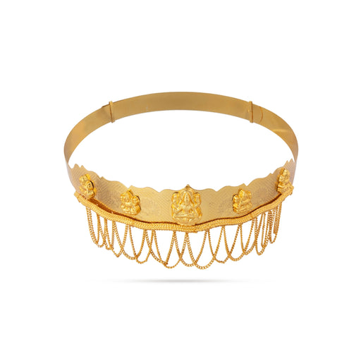Hip Belt - 1.5 x 9.5 Inches | Gold Polish Jewellery/ 5 Lakshmi With Chain Design Waist Belt for Women - Ethnic Wear Accessories
