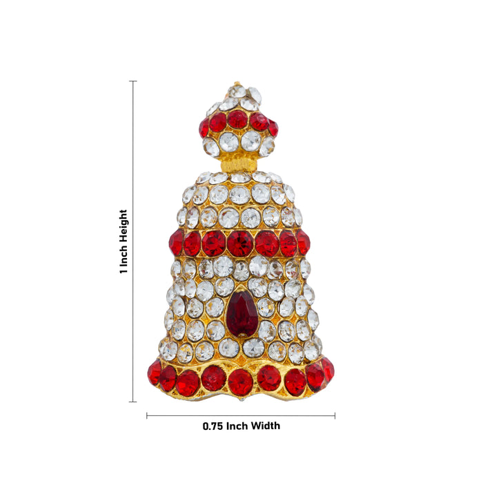 Stone Kireetam - 1 x 0.75 Inches | Half Crown/ Kiritam/ Mukut/ Stone Jewellery for Deity