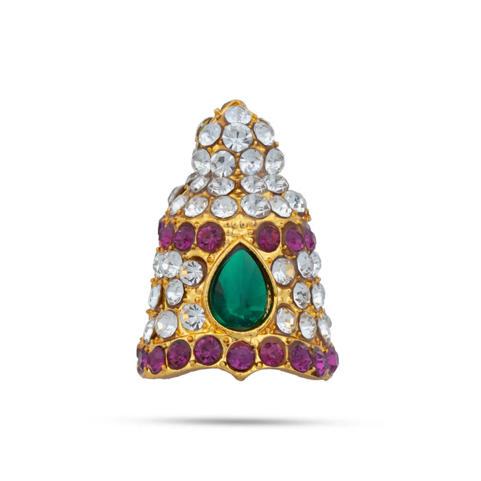 Stone Kireedam - 2.5 x 1.5 Inches | Full Mukut/ Multicolour Stone Kiritam/ Crown for Deity