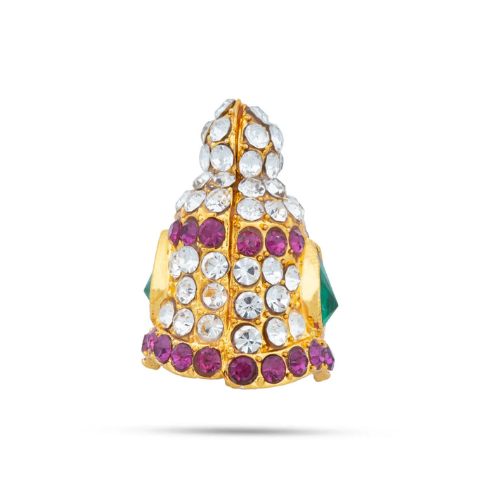 Stone Kireedam - 2.5 x 1.5 Inches | Full Mukut/ Multicolour Stone Kiritam/ Crown for Deity - Head & Face Accessories