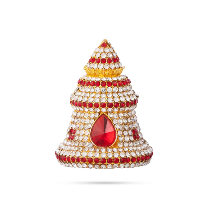 Stone Kireedam - 2.5 x 1.5 Inches | Full Mukut/ Multicolour Stone Kiritam/ Crown for Deity - Head & Face Accessories