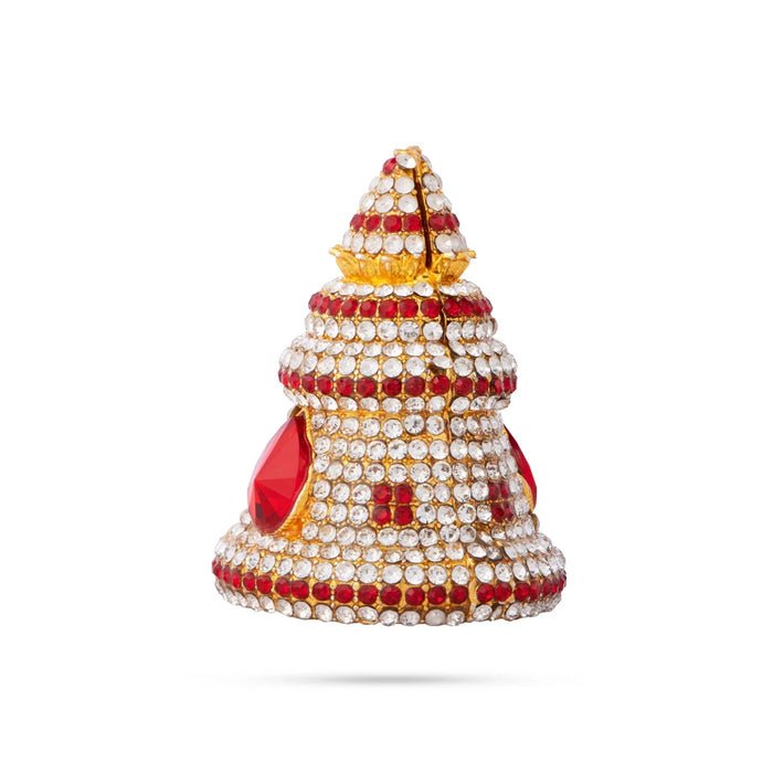 Stone Kireedam - 2.5 x 1.5 Inches | Full Mukut/ Multicolour Stone Kiritam/ Crown for Deity - Head & Face Accessories