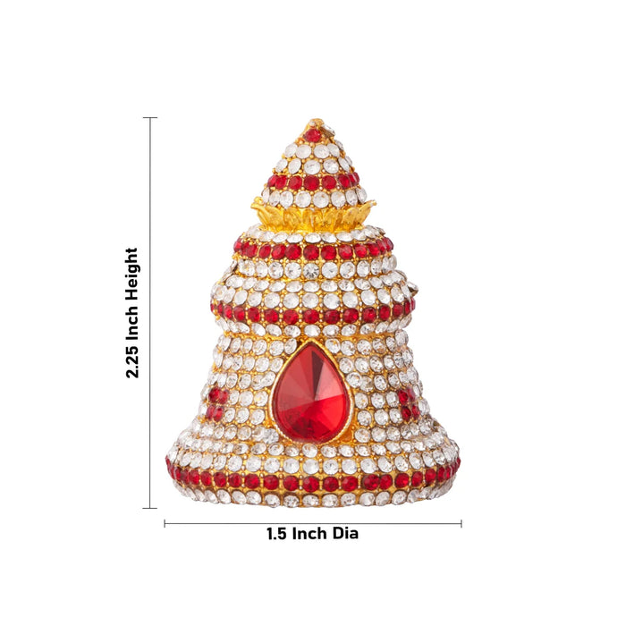 Stone Kireedam - 2.5 x 1.5 Inches | Full Mukut/ Multicolour Stone Kiritam/ Crown for Deity - Head & Face Accessories