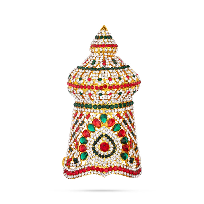 Vishnu Half Crown - 5.5 x 2.75 Inches | Multicolour Stone Kireedam/ Vishnu Kiridam/ Mukut for Deity - Head & Face Accessories