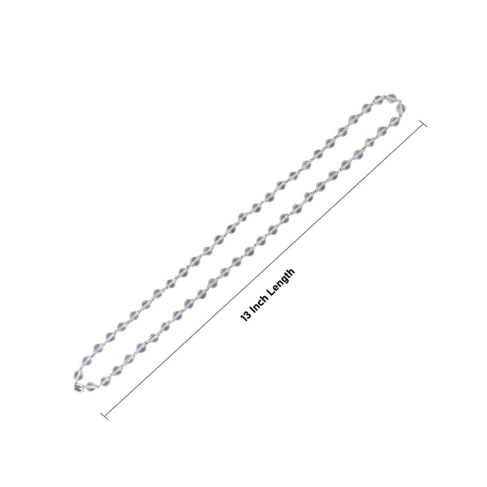 Sphatik Mala With Silver Knot - 13 Inches | 8 mm/ 54 Beads Padiga Malai/ Crystal Mala For Meditation - Sphatik Mala, Pendant, Bracelet