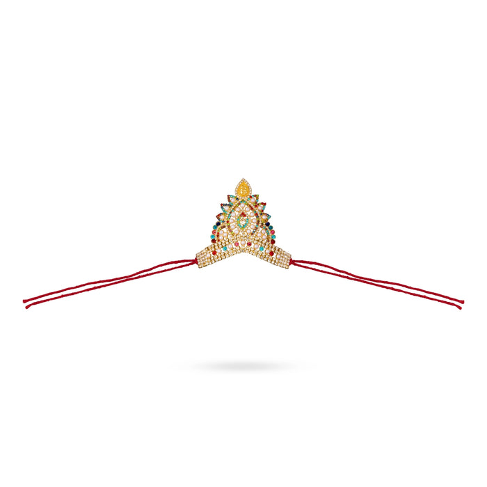 Half Crown - 2.75 x 3 Inches | Multicolour Stone Half Kireedam/ Mukut/ Turban/ Kiridam for Deity
