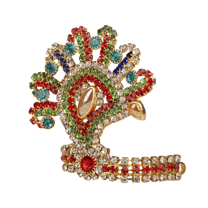 Stone Kireedam - 1.8 x 1.8 Inches | Crown/ Mukut/ Multicolour Stone/ Jewellery for Deity