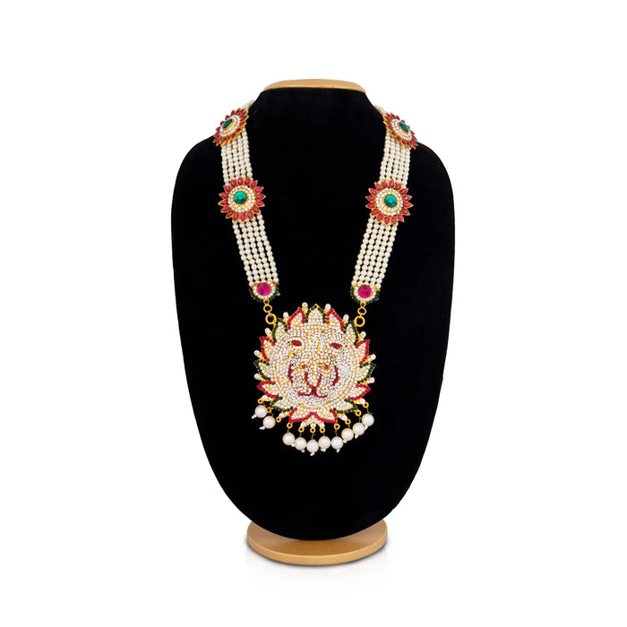 Moti Haram - 21 Inches | Stone Haram with Locket/ Jewellery for Deity/Assorted Colour & Designs