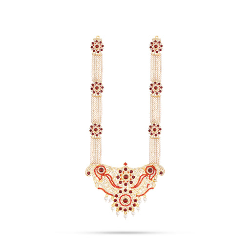 Moti Haram - 21 Inches | Stone Haram with Locket/ Jewellery for Deity/Assorted Colour & Designs - Neck & Body Accessories