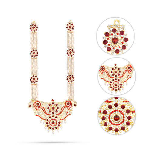 Moti Haram - 21 Inches | Stone Haram with Locket/ Jewellery for Deity/Assorted Colour & Designs - Neck & Body Accessories