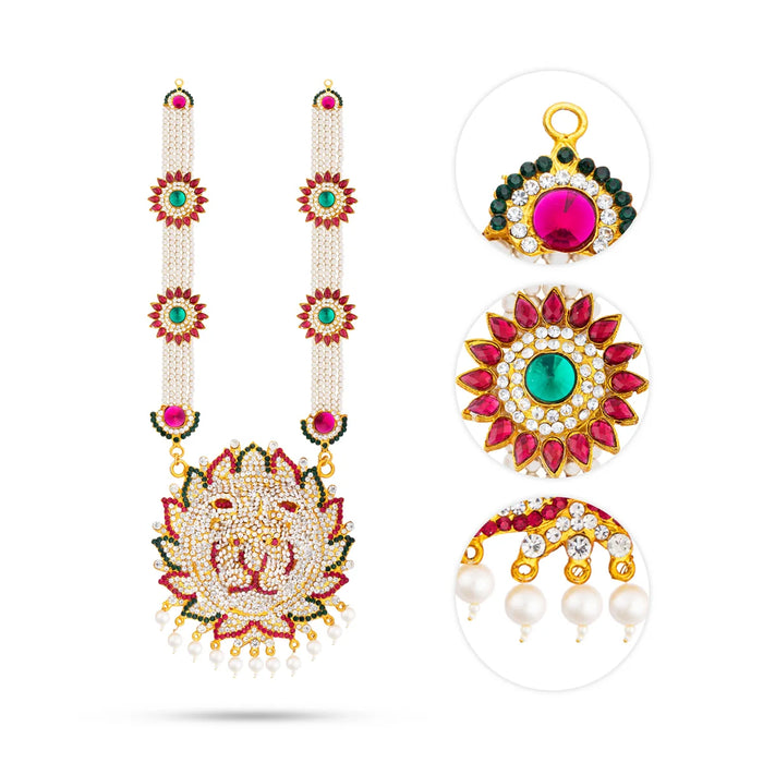 Moti Haram - 21 Inches | Stone Haram with Locket/ Jewellery for Deity/Assorted Colour & Designs
