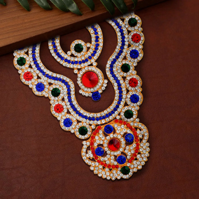 Stone Necklace - 6 Inches | Multicolour Stone Haram/ 2 Line Jewellery for Deity - Neck & Body Accessories