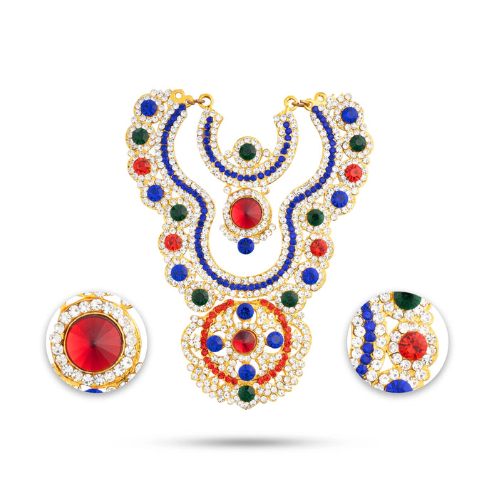 Stone Necklace - 6 Inches | Multicolour Stone Haram/ 2 Line Jewellery for Deity - Neck & Body Accessories