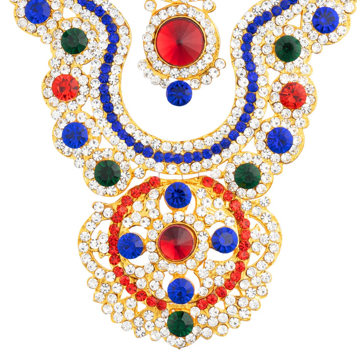 Stone Necklace - 6 Inches | Multicolour Stone Haram/ 2 Line Jewellery for Deity - Neck & Body Accessories