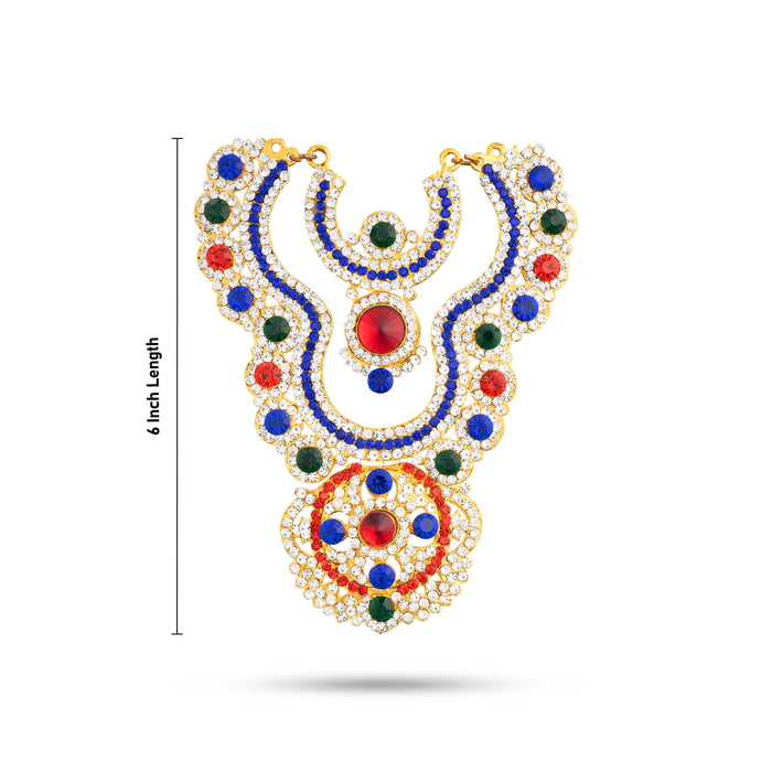 Stone Necklace - 6 Inches | Multicolour Stone Haram/ 2 Line Jewellery for Deity - Neck & Body Accessories