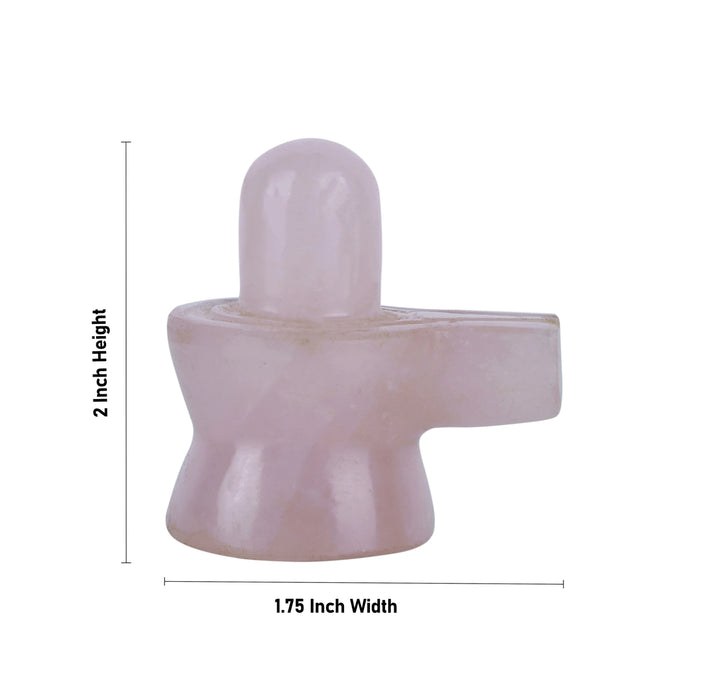 Rose Quartz Stone Shiv Ling Murti - 2 x 1.75 Inches | Crystal Shiva Lingam Statue/ Shiv Ling Idol for Worship - Sphatik & Semi Precious Stone Murties