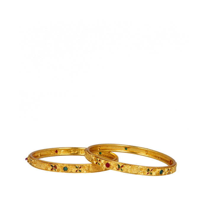 Bangle Set - 2.5 Inches Stone | Metal Bangle Set/ Gold Polish Jewellery for Women - Neck & Body Accessories