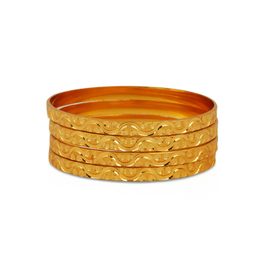 Bangle Set - 2.5 Inches Curved | Metal Bangle Set/ Gold Polish Jewellery for Women - Neck & Body Accessories
