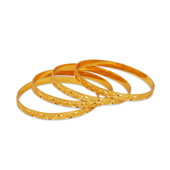 Bangle Set - 2.5 Inches Curved | Metal Bangle Set/ Gold Polish Jewellery for Women - Neck & Body Accessories