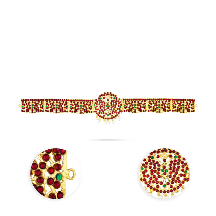 Kemp Dance Jewellery Set | Pearls with Stone Kemp Jewellery Set/ Bharatanatyam Jewellery Set for Dance - Bharatanatyam Jewellery