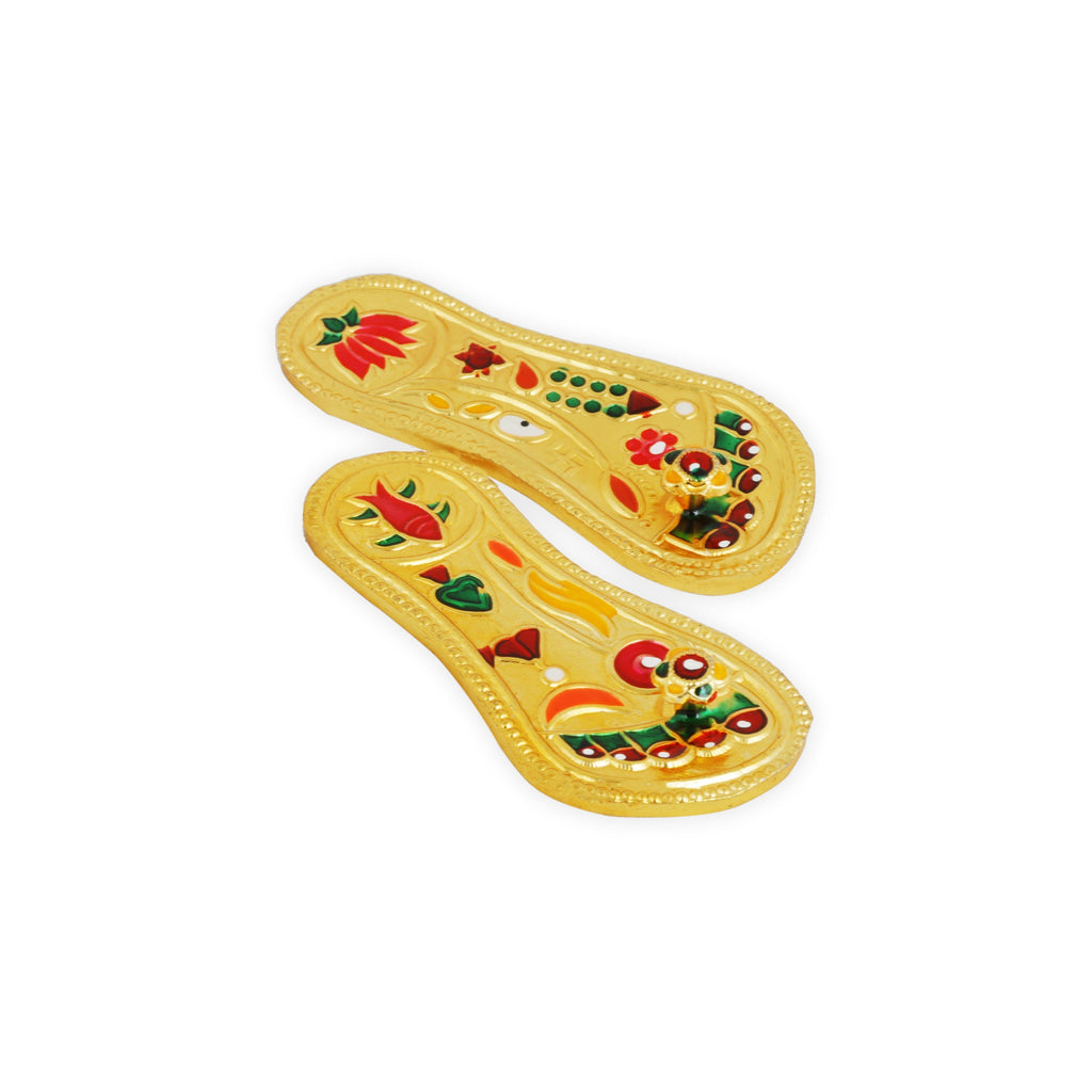 Paduka Set - 0.5 Inches | Charan Paduka/ Gold Polish Padhuka Set for Pooja