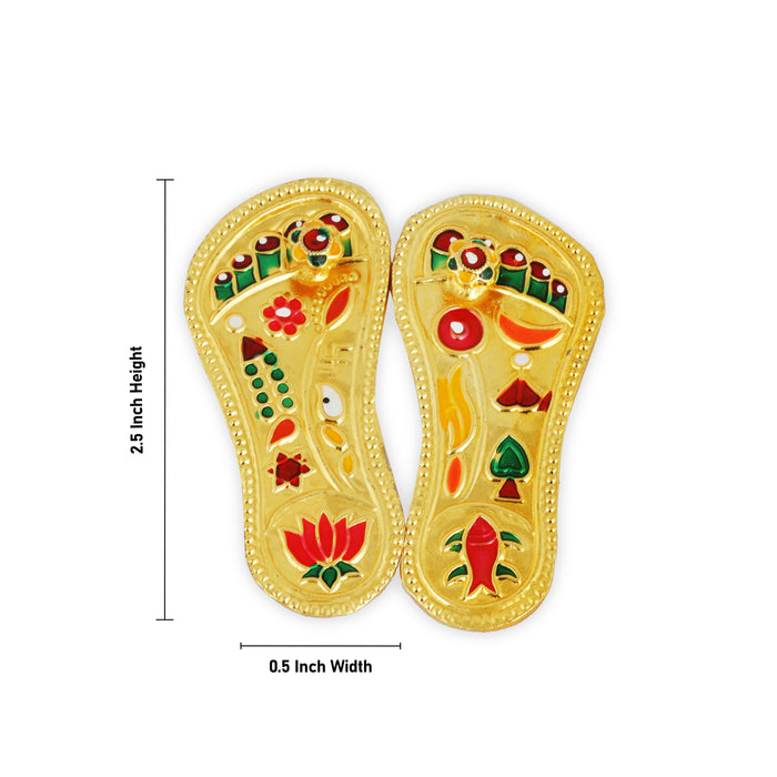 Paduka Set - 0.5 Inches | Charan Paduka/ Gold Polish Padhuka Set for Pooja