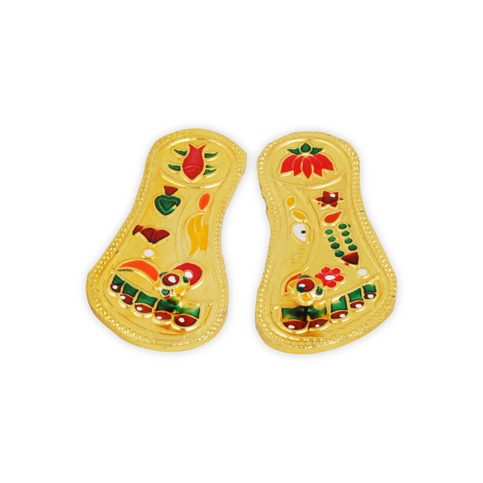 Paduka Set - 0.5 Inches | Charan Paduka/ Gold Polish Padhuka Set for Pooja