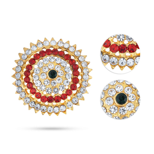Sun & Moon Billai - 1.5 x 1.25 Inches | Multicolour Stone Jewellery/ Hair Accessories for Deity - Head & Face Accessories