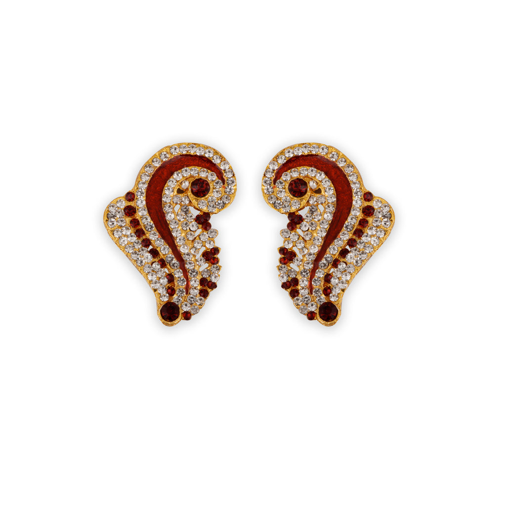 Stone Earring - 2.5 Inches | Stone Ear Studs/ Karnapathiram/ Multicolour Stone Jewellery for Deity