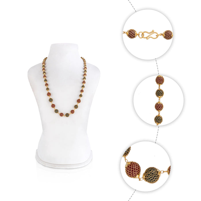 Moti Beads Mala - 12.5 Inches | Multicoloured Beads Mala / Gold Polish Jewellery for Women - Ethnic Wear Accessories