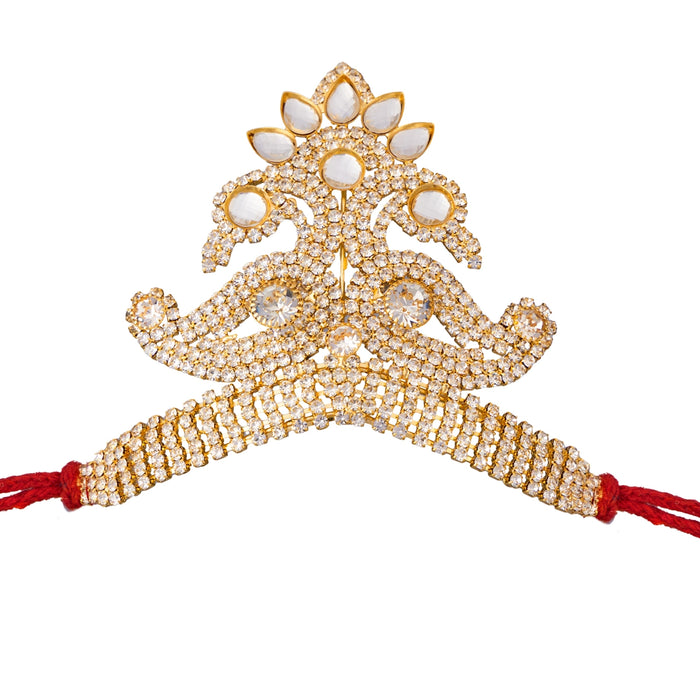 Half Crown - 2.25 x 3 Inches | Gold Polish Kireedam/ Stone Kiridam/ Mukut For Deity Decoration