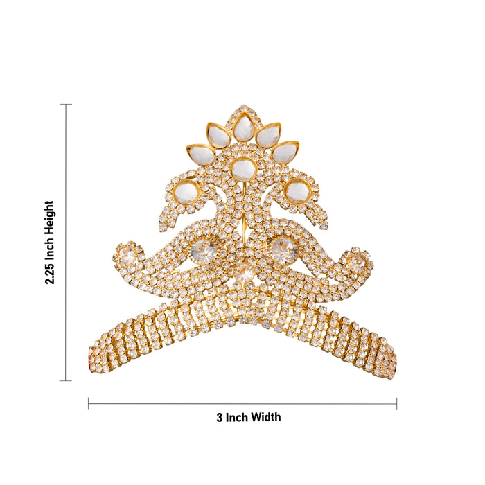Half Crown - 2.25 x 3 Inches | Gold Polish Kireedam/ Stone Kiridam/ Mukut For Deity Decoration