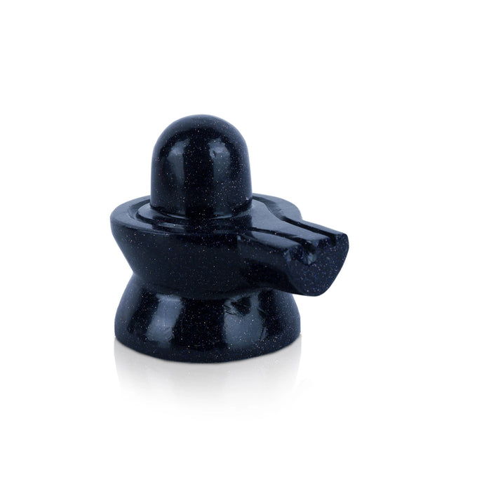 Blue Sunstone Shiv Ling Murti - 2 x 2 Inches | Crystal Shiva Lingam Statue/ Gemstone Shiv Ling Idol for Pooja - Sphatik & Semi Precious Stone Murties