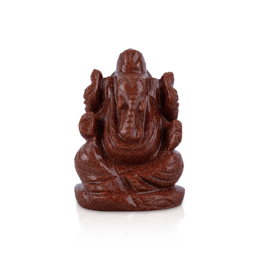 Red Sunstone Ganesh Murti - 2.25 x 1.5 Inches | Ganpati Idol / Sitting Vinayaka Statue for Pooja - Sphatik & Semi Precious Stone Murties