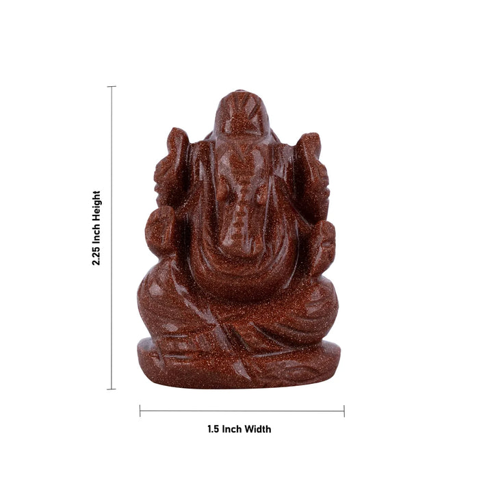 Red Sunstone Ganesh Murti - 2.25 x 1.5 Inches | Ganpati Idol / Sitting Vinayaka Statue for Pooja - Sphatik & Semi Precious Stone Murties