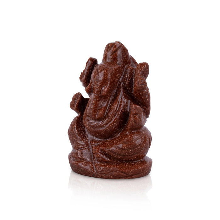 Red Sunstone Ganesh Murti - 2 x 1.25 Inches | Ganpati Murti/ Red Sun Stone Vinayaka Statue for Worship - Sphatik & Semi Precious Stone Murties