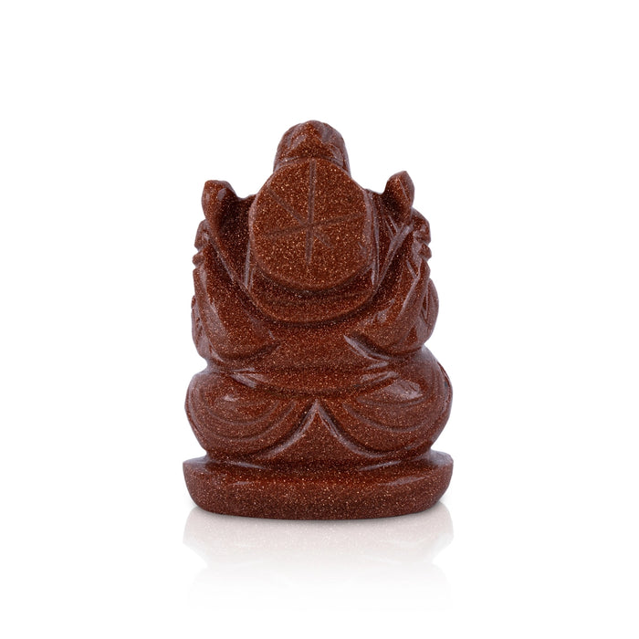 Red Sunstone Ganesh Murti - 2 x 1.25 Inches | Ganpati Murti/ Red Sun Stone Vinayaka Statue for Worship - Sphatik & Semi Precious Stone Murties