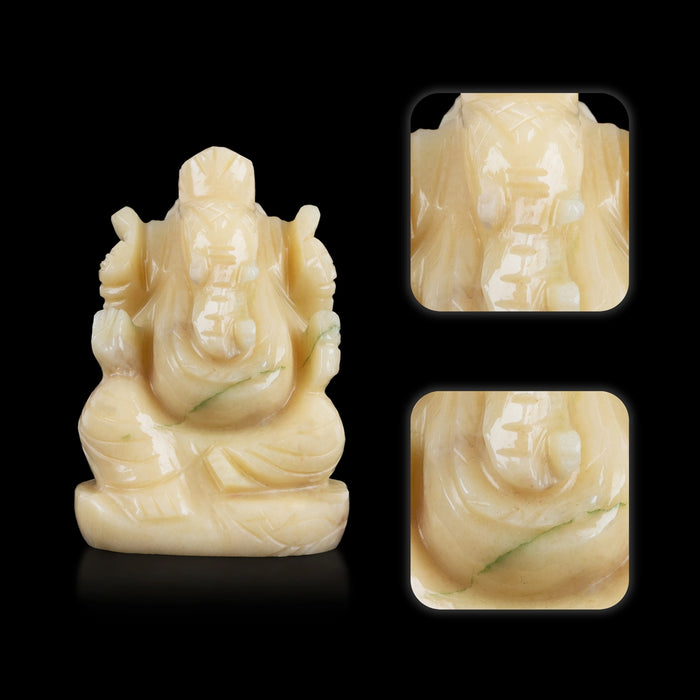 Ivory Ganesh Idol - 2.5 x 1.5 Inches | Ivory Vinayaka Statue/ Ganpati Idol for Pooja