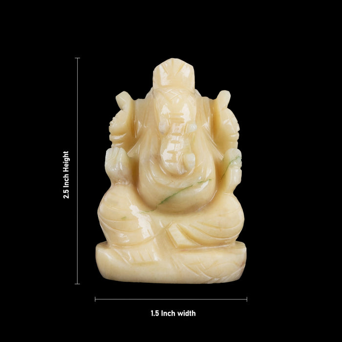 Ivory Ganesh Idol - 2.5 x 1.5 Inches | Ivory Vinayaka Statue/ Ganpati Idol for Pooja