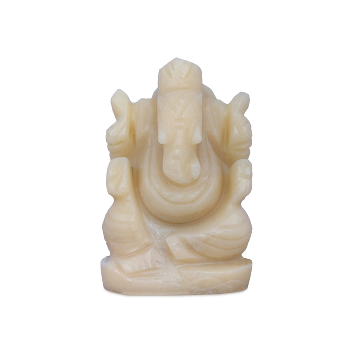 Ivory Ganesh Idol - 2.5 x 1.5 Inches | Ivory Vinayaka Statue / Ganpati Idol for Home & Pooja - Sphatik & Semi Precious Stone Murties